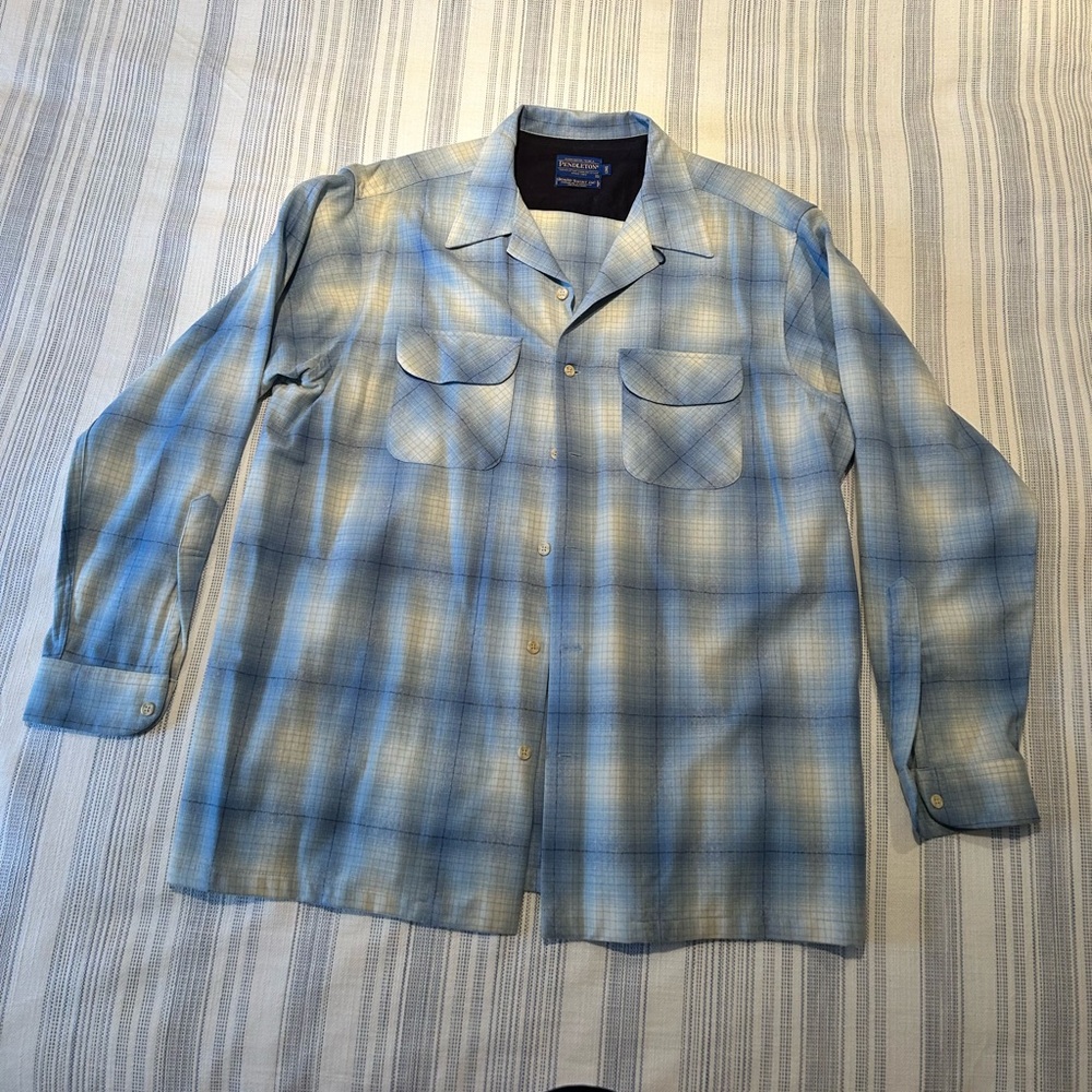 Pendleton Light Blue Plaid Board Shirt Jacket